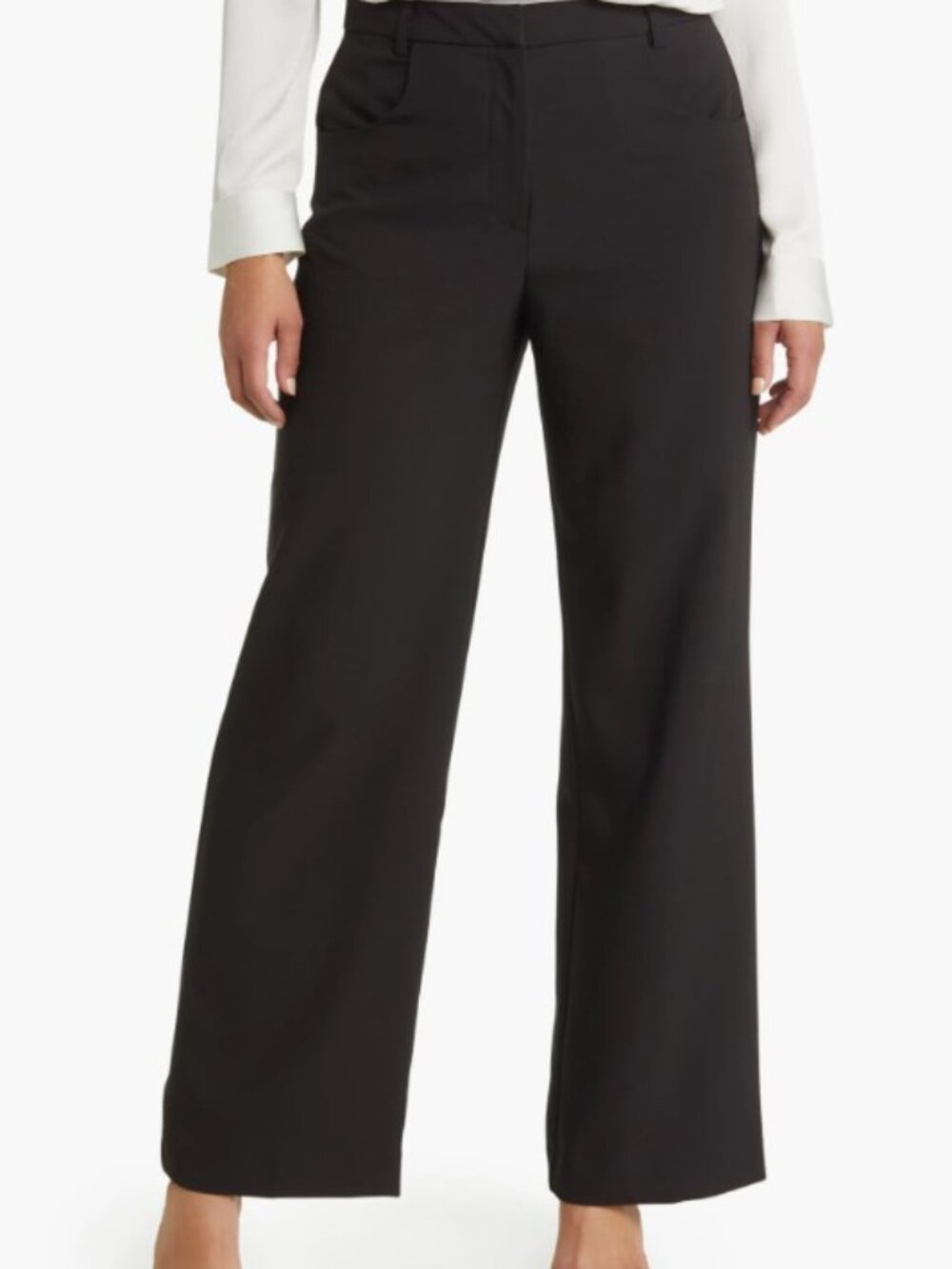 Vince Camuto Black Wide Leg Stretch Crepe Dress Pants Work Slacks Size 14